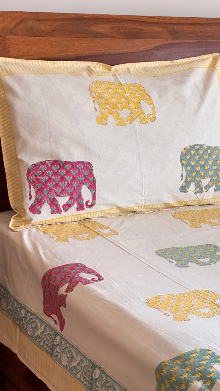 Matang Handblocked Super king Size Bedsheet - Image 2