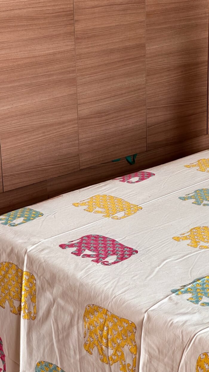 Matang Handblocked Super king Size Bedsheet - Image 4