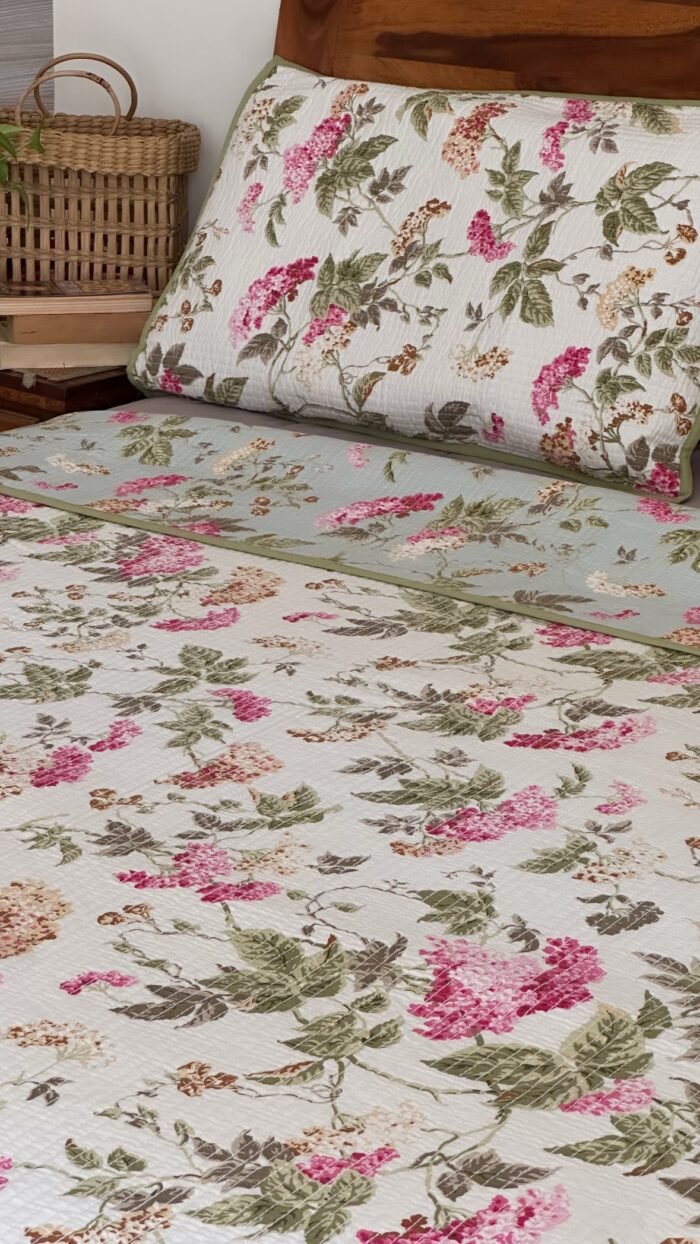 Quilted Reversible Cotton Double Bed Bedcover - Image 5