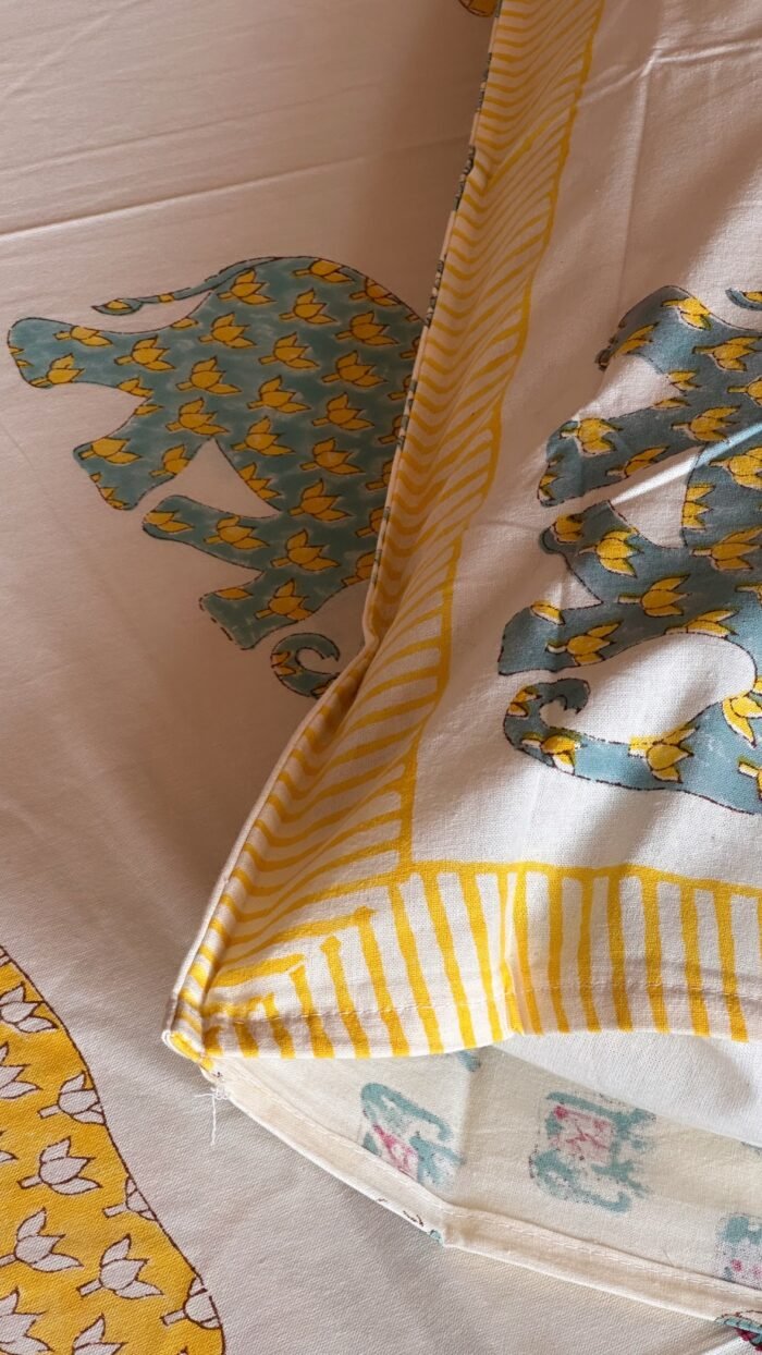 Matang Handblocked Super king Size Bedsheet - Image 3