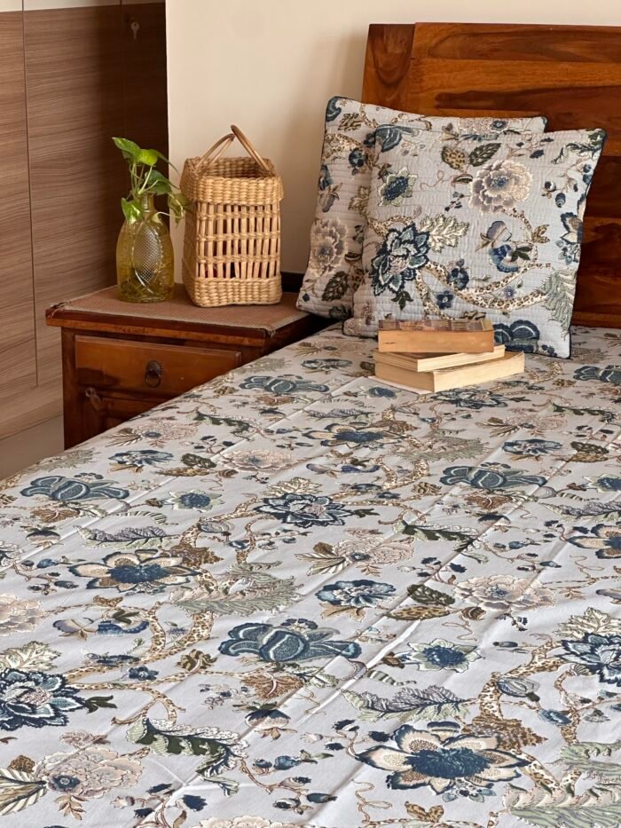 Neela Floral Cotton Diwan Set-8 Piece Set - Image 5