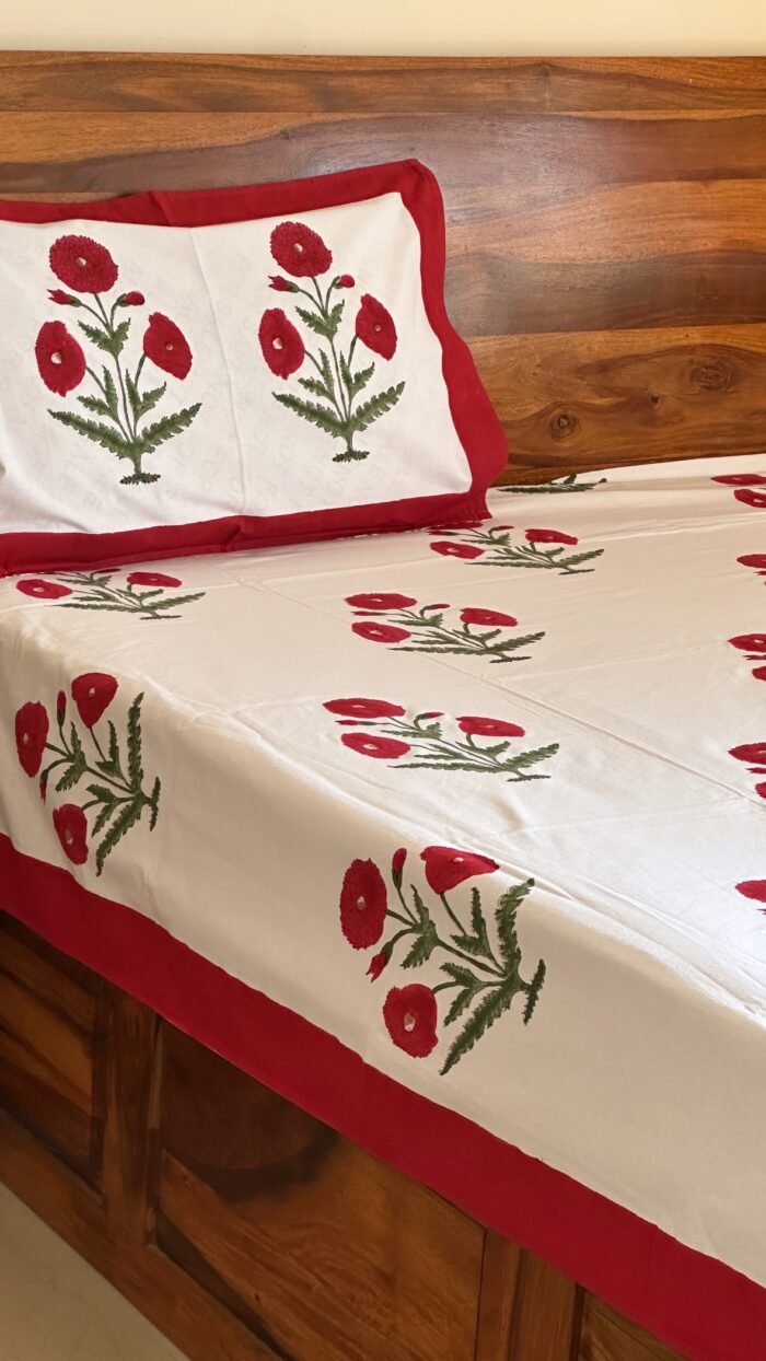 Gulbano Handblocked King Size Bedsheet - Image 2