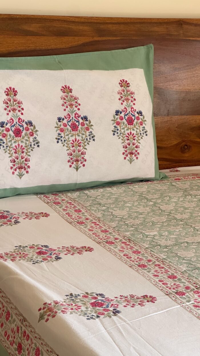 Ruhi Handblocked King Size Cotton Bedsheet - Image 2
