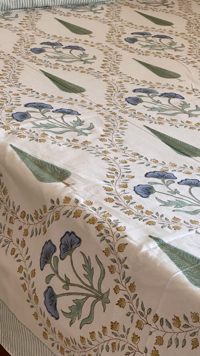 Nura Handblocked King Size Bedsheet - Image 2