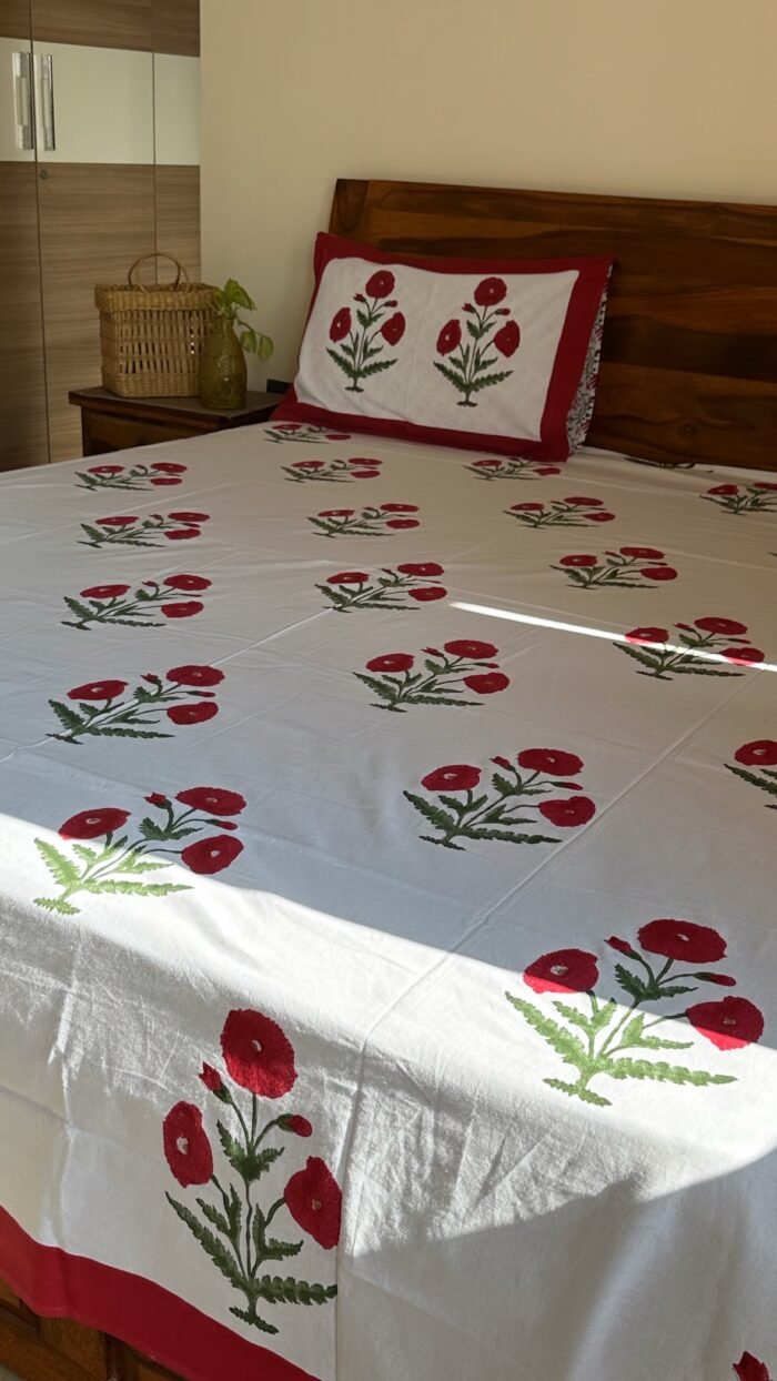 Gulbano Handblocked King Size Bedsheet - Image 5