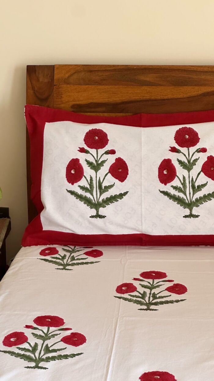 Gulbano Handblocked King Size Bedsheet - Image 6