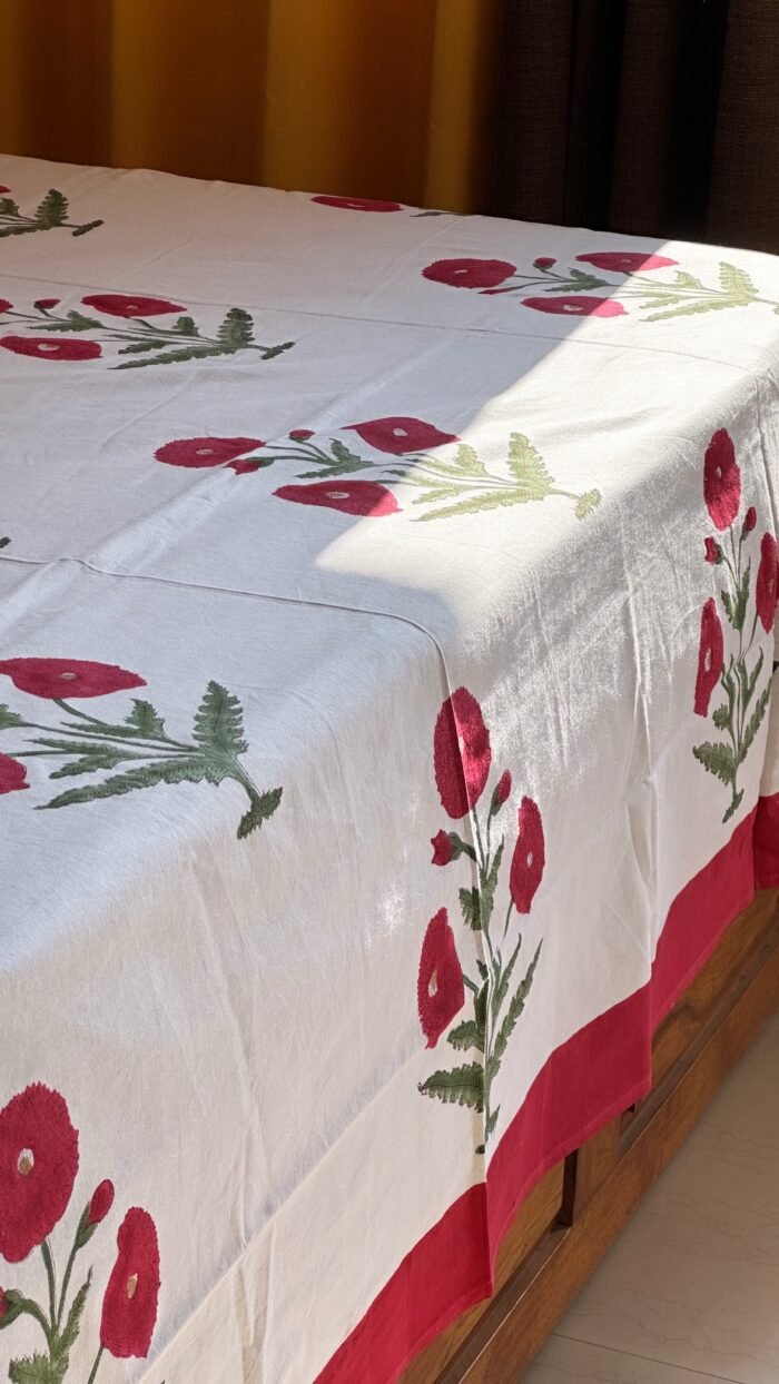 Gulbano Handblocked King Size Bedsheet - Image 8