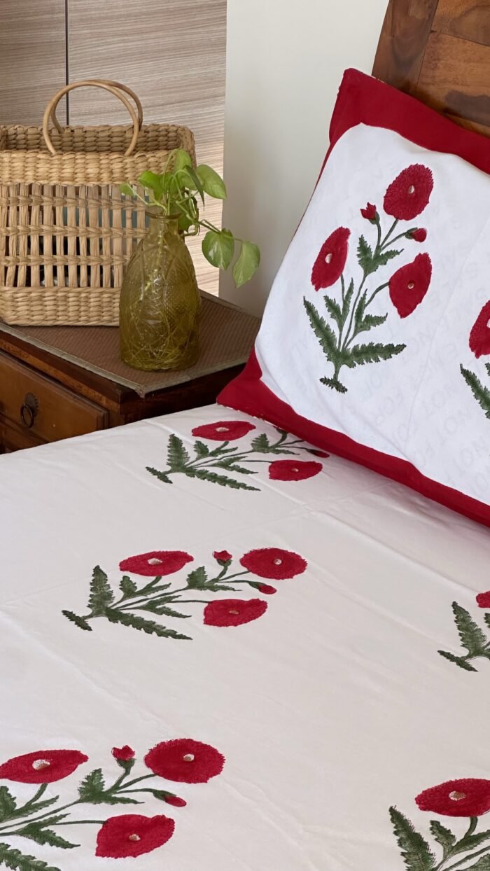 Gulbano Handblocked King Size Bedsheet - Image 4
