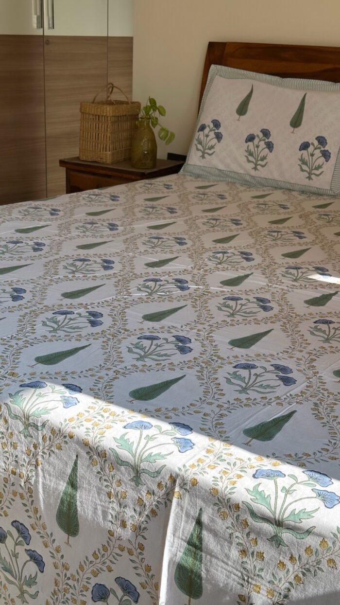 Nura Handblocked King Size Bedsheet - Image 7