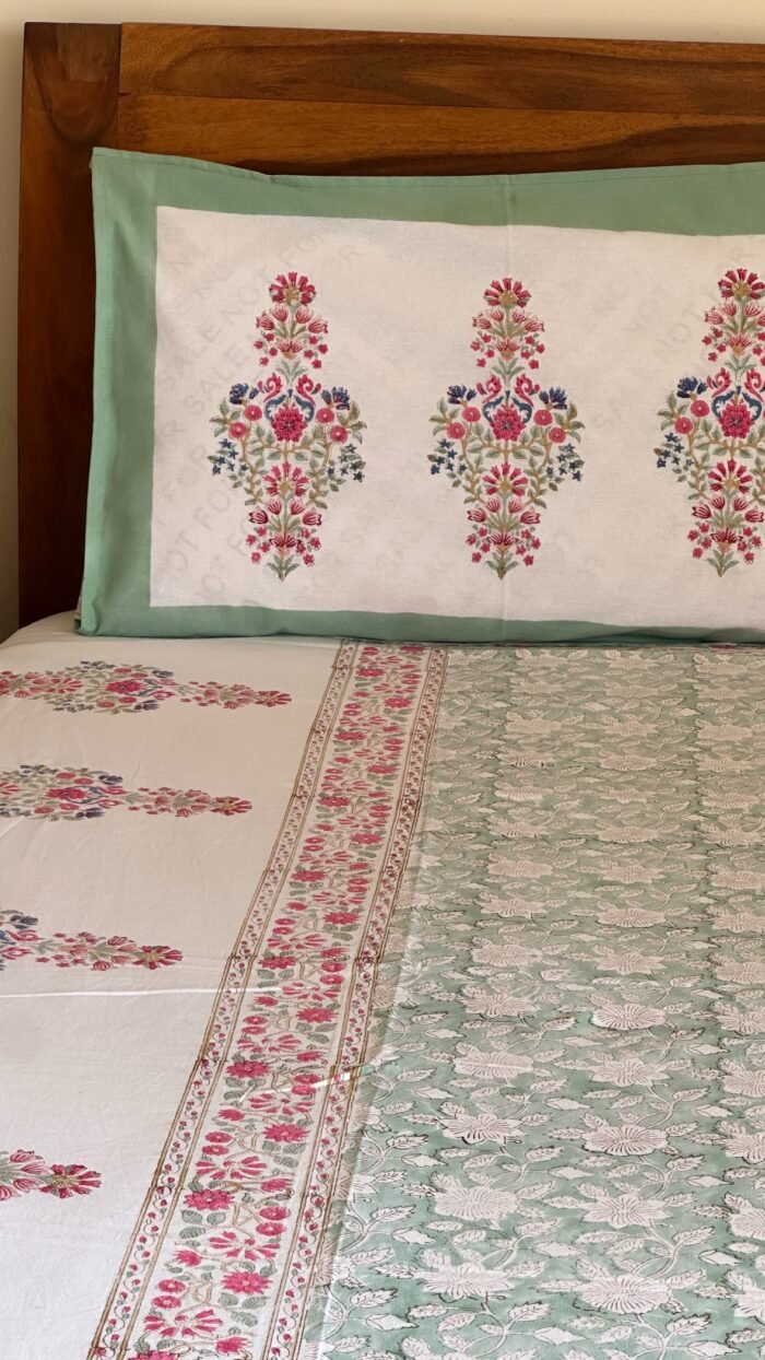 Ruhi Handblocked King Size Cotton Bedsheet - Image 3