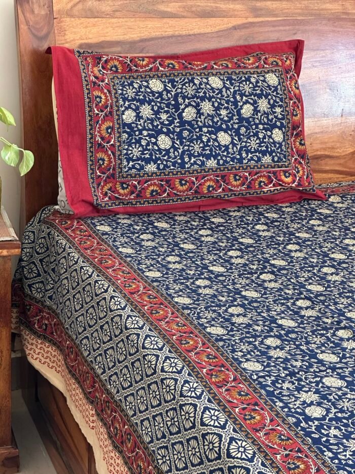 Kalamkari Super King Size Cotton Bedsheet - Image 4