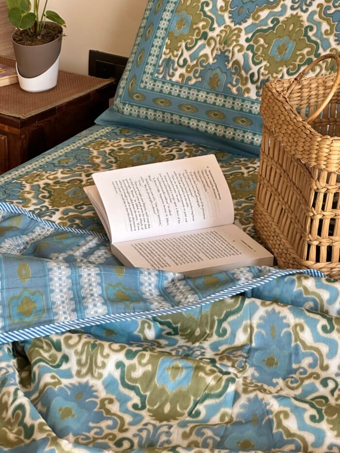 Blue Ikkat Bedding Set - Image 5