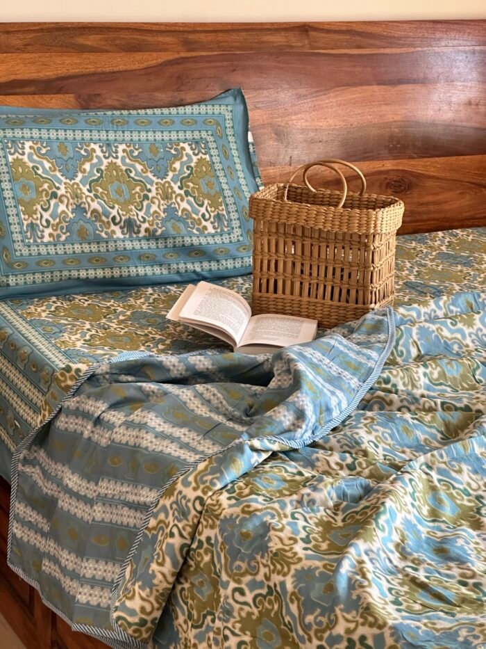 Blue Ikkat Bedding Set - Image 4