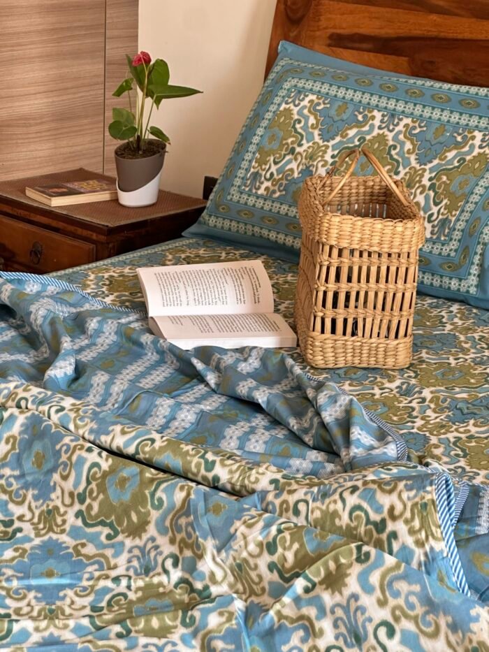 Blue Ikkat Bedding Set - Image 3