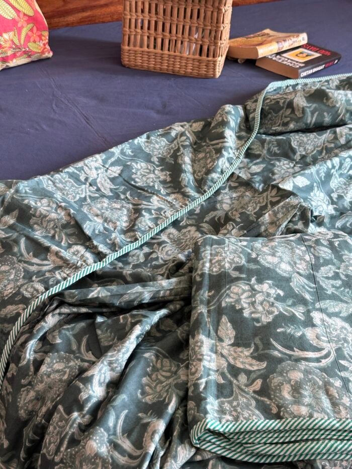 Green Carnation Mul Cotton Dohar Single(Pair) - Image 7