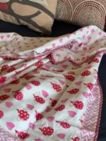 Pink Paradise Handblocked Reversible Dohar - Image 6