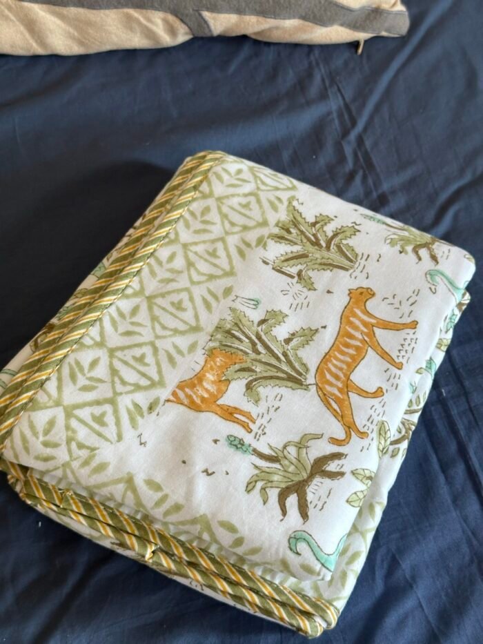 Jungle Safari Handblocked Reversible Dohar - Image 7