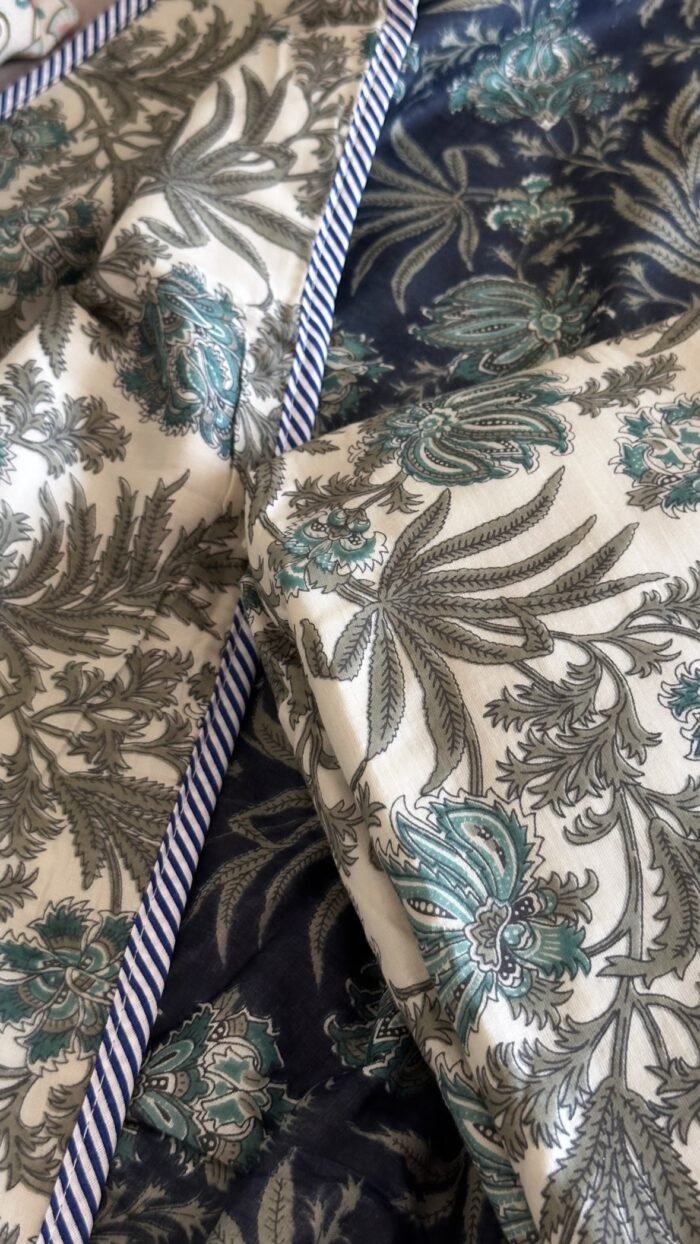 Indigo Phool Reversible Single Dohar ( Pair) - Image 4
