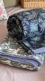 Indigo Phool Reversible Single Dohar ( Pair)