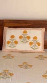 Mustard Phool Premium King Size Bedsheet - Image 5