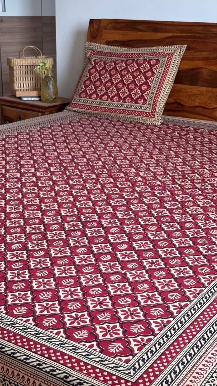 Kalamkari King Size Cotton Bedsheet - Image 2