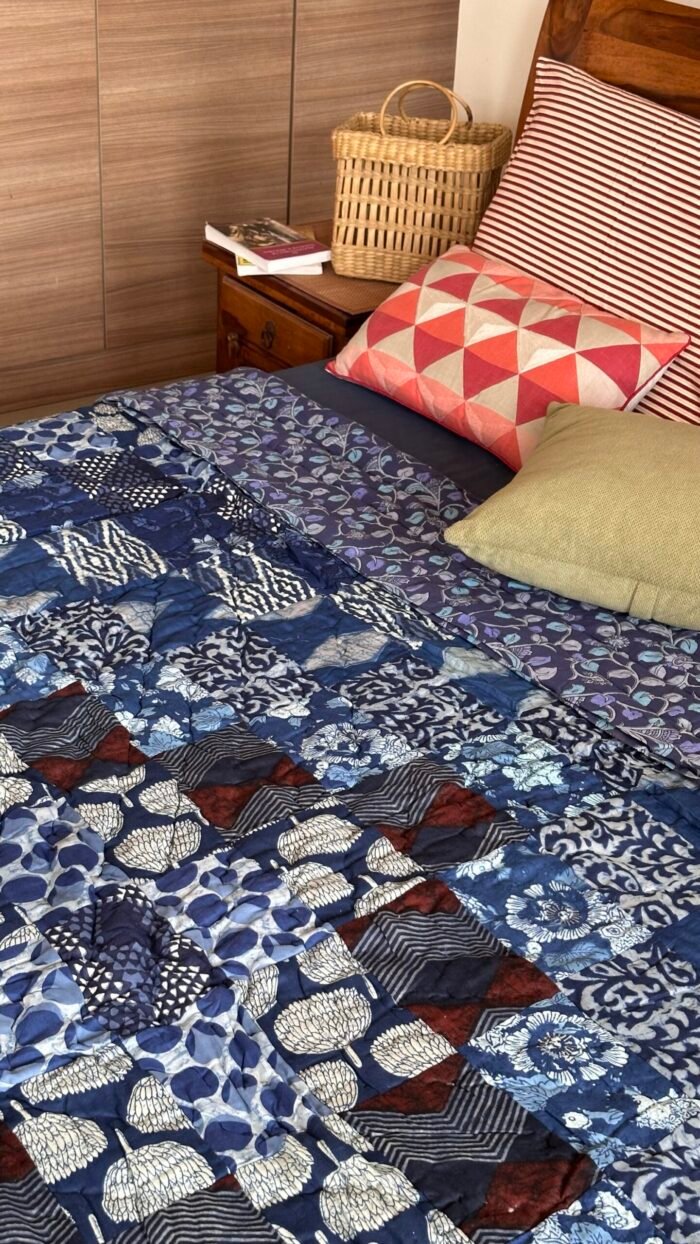 Indigo Patchwork Double King Size Quilt - Image 2