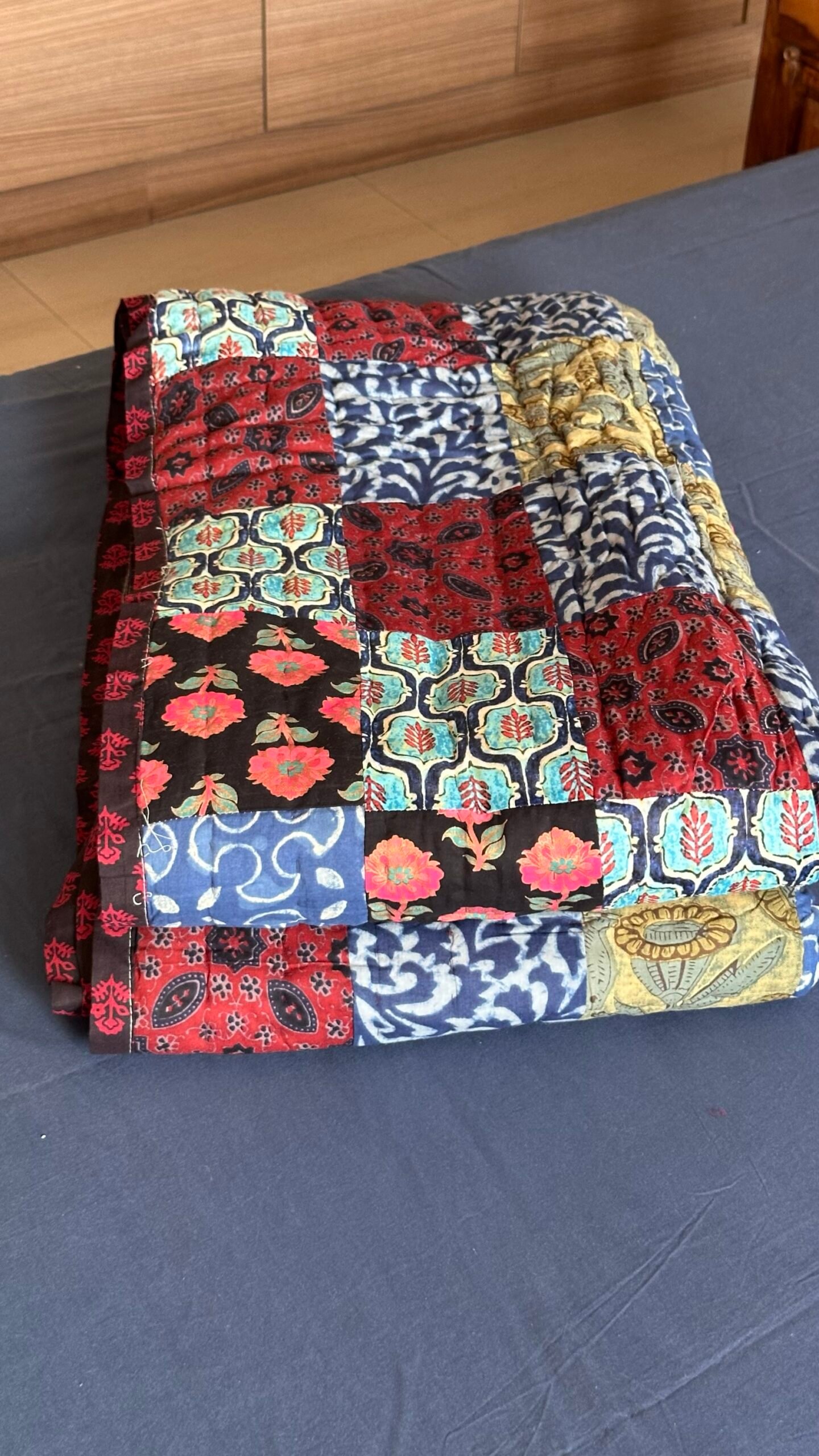 img_5666 Patchwork Reversible Single Bed Quilt - Image 1