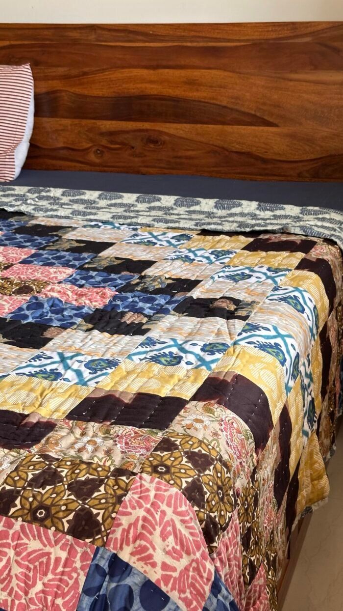 Patchwork Reversible Double Bed Quilt - Image 5