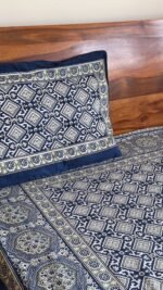 Ajrakh Blue King Size Bedsheet - Image 6