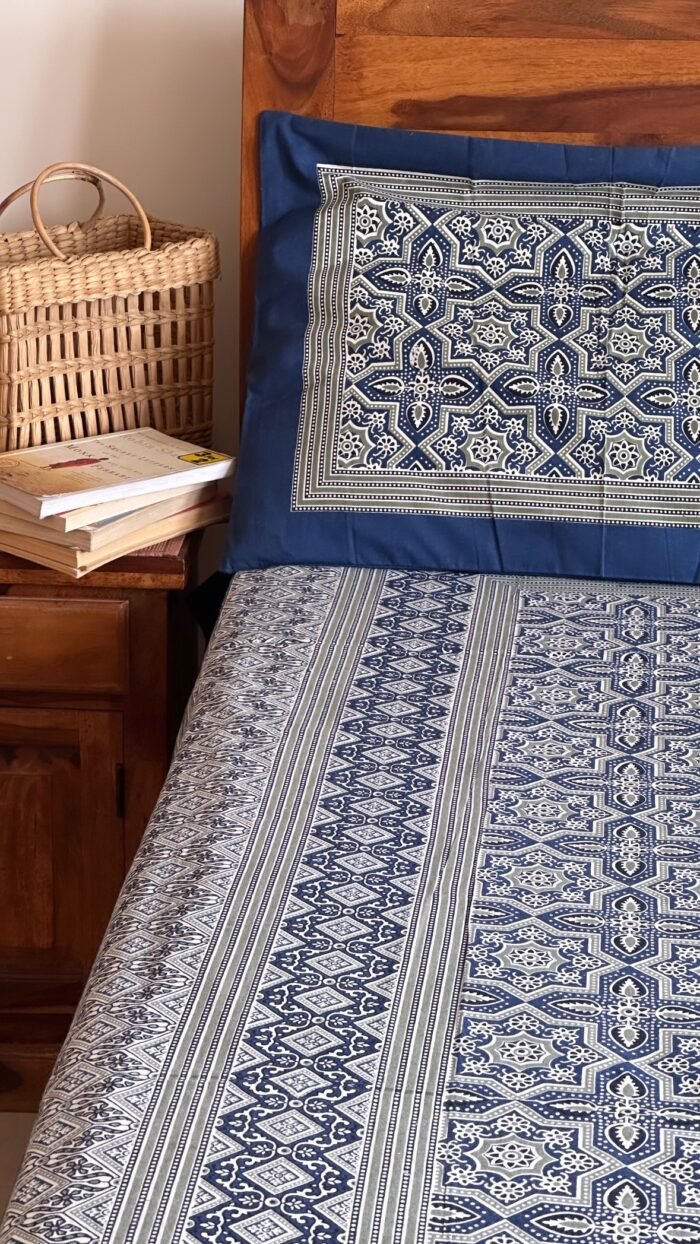 Ajrakh Bloom King Size Bedsheet - Image 2