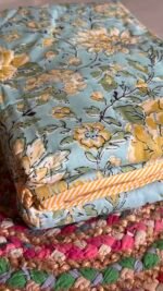 Green-Yellow Phulwari Mul Cotton Single Dohar (Pair) - Image 2