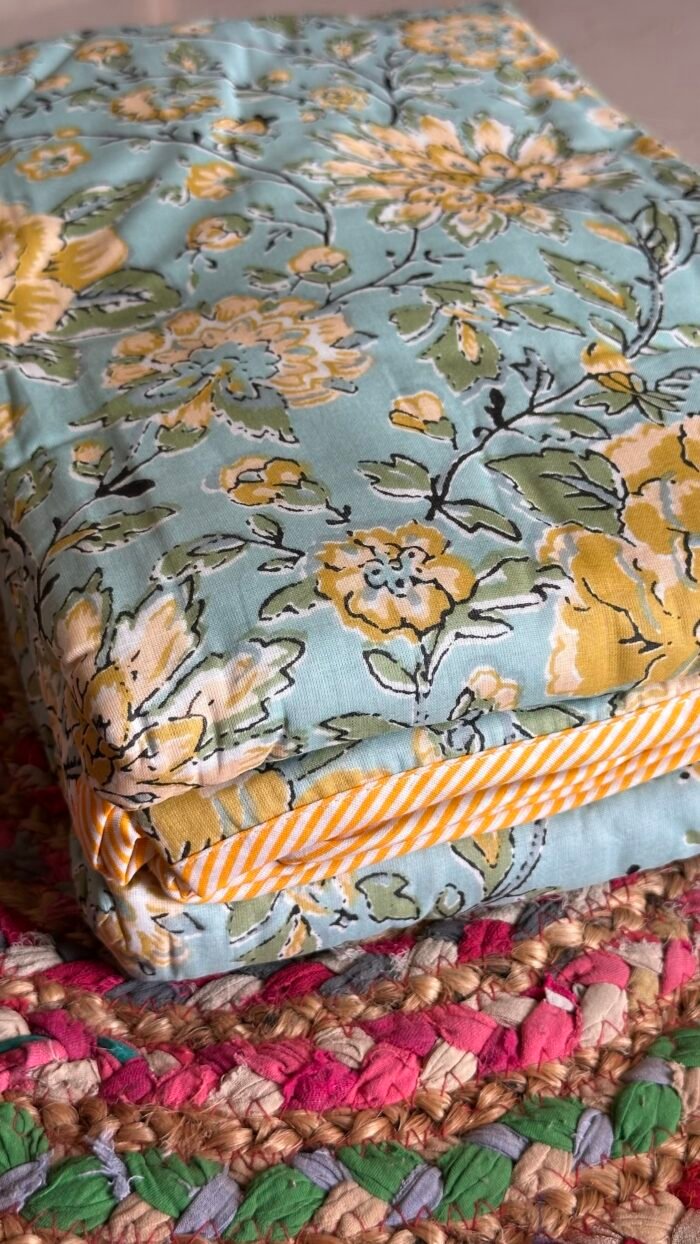 img_6406 Green-Yellow Phulwari Mul Cotton Single Dohar (Pair) - Image 2