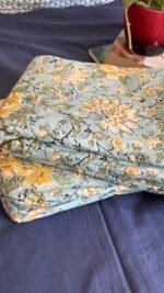 Green-Yellow Phulwari Mul Cotton Single Dohar (Pair) - Image 3