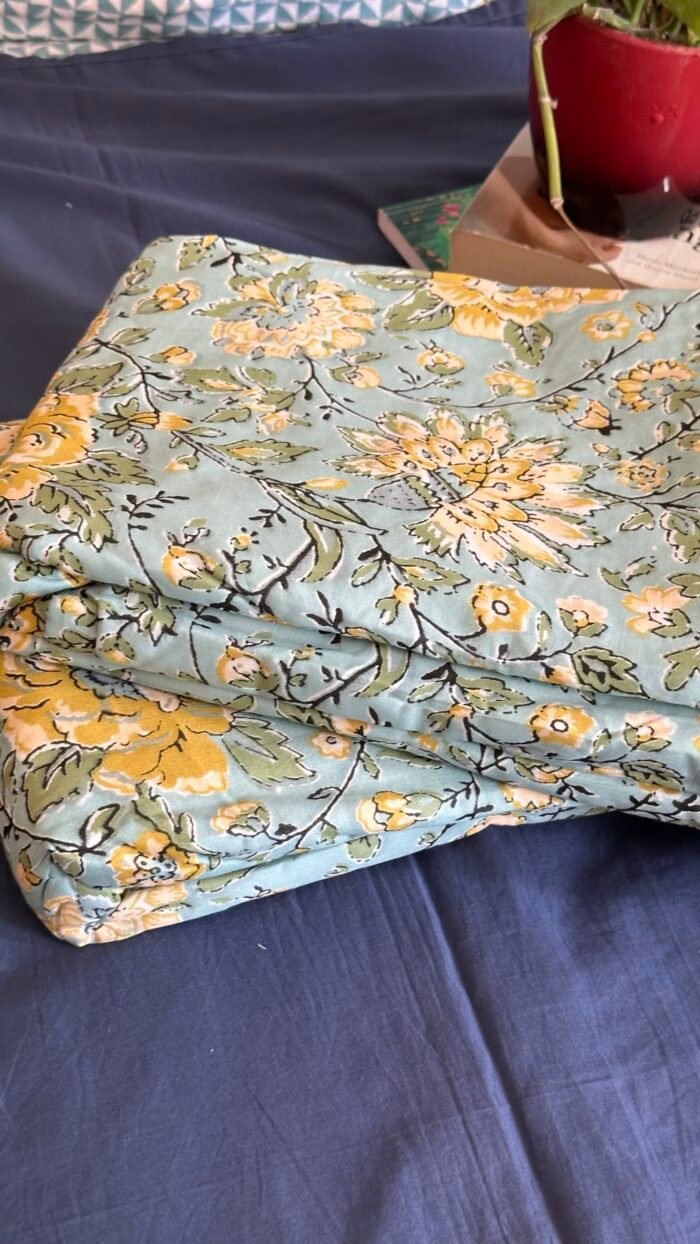 img_6412 Green-Yellow Phulwari Mul Cotton Single Dohar (Pair) - Image 3