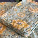 Green-Yellow Phulwari Mul Cotton Single Dohar (Pair)