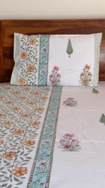 Gulbul King Size Handblocked Bedsheet