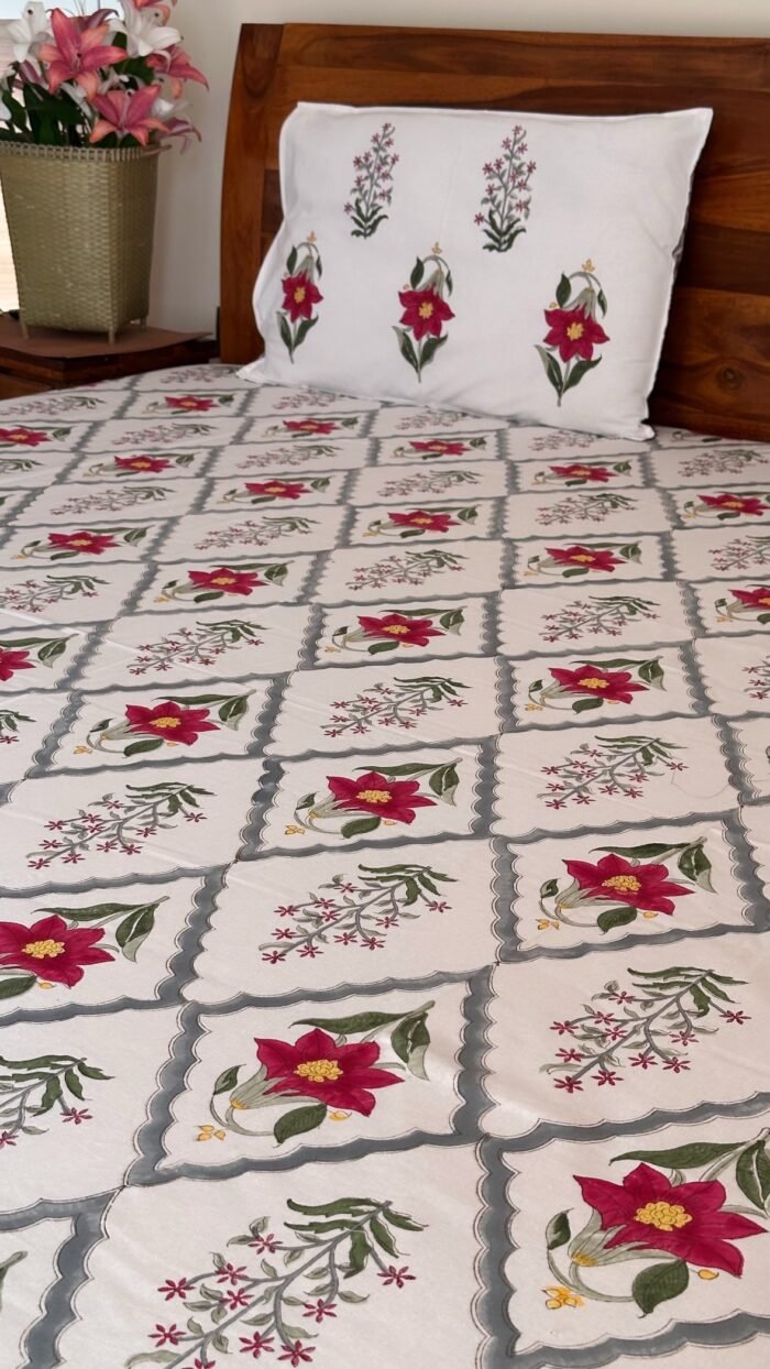 Lal kali Handblocked King Size Bedsheet - Image 7