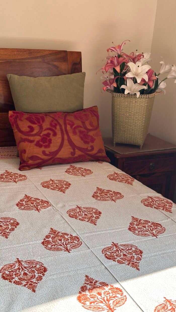 Shubh Handblocked Single Bedsheet - Image 3