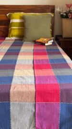 Rainbow Checks Handwoven Bedcover - Image 3
